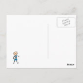 Jongen Blue Uniform Stick Figuur Soccer Player Gif Briefkaart (Achterkant)
