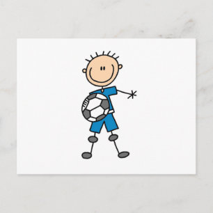 Jongen Blue Uniform Stick Figuur Soccer Player Gif Briefkaart