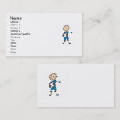 Jongen Blue Uniform Stick Figuur Soccer Player Gif Visitekaartje (Voorkant / Achterkant)