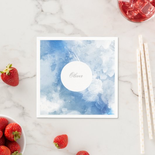 Jongen Blue Waterverf Pattern Celebration Servet (Insitu)