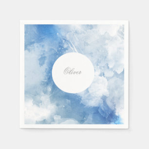 Jongen Blue Waterverf Pattern Celebration Servet