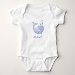 Jongen Blue Waterverf Whale Ocean Animal & Kinder Romper