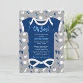 Jongen! Bodysuit babykleding uitnodiging tot douch (Staand voorkant)