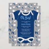 Jongen! Bodysuit babykleding uitnodiging tot douch (Voorkant / Achterkant)