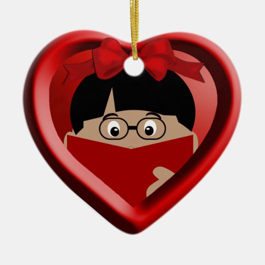 Jongen Boek Lover Kinder Heart Ornament 1 (Voorkant)