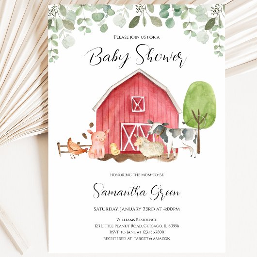 Jongen Boerderij Baby Shower Kaart