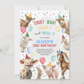 Jongen Boerderij Dieren Barnyard Ballon Verjaardag Kaart (Voorkant)