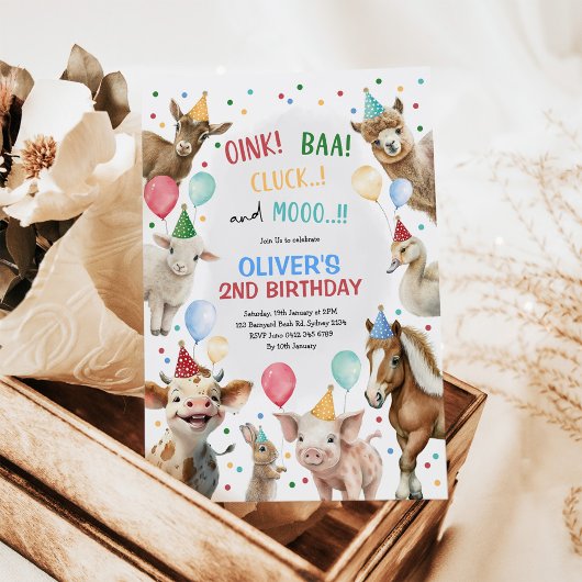 Jongen Boerderij Dieren Barnyard Ballon Verjaardag Kaart