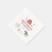 Jongen Boerderij Dieren Rode Verjaardag Servet (Hoek)