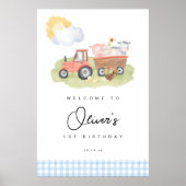 Jongen Boerderij Dieren Welkomstbord Poster (Voorkant)