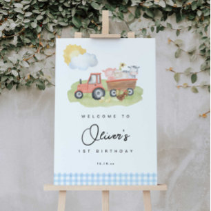 Jongen Boerderij Dieren Welkomstbord Poster