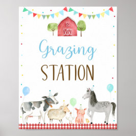 Jongen Boerderij Grazing Station Birthday Sign Poster