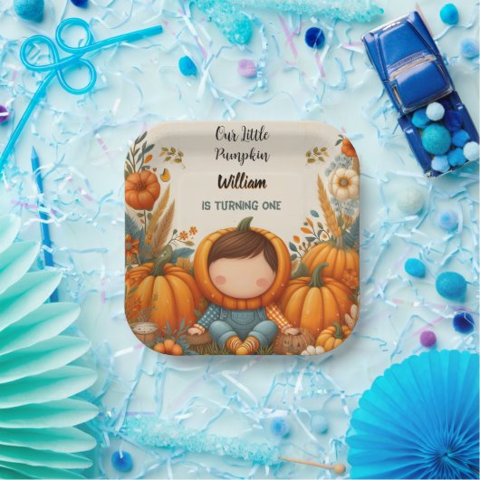 Jongen Boerderij Kind Onze kleine pompoen draait e Papieren Bordje (Feest)