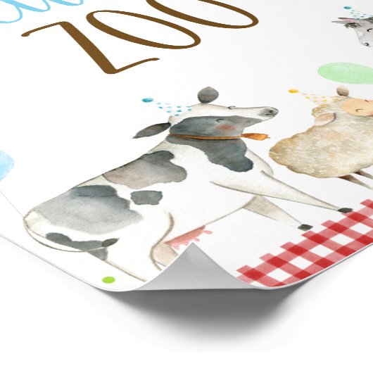 Jongen Boerderij Petting Zoo Birthday Sign Poster (Hoek)
