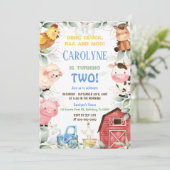 Jongen Boerderij verjaardagsuitnodiging Kaart (Staand voorkant)