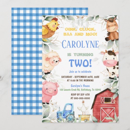Jongen Boerderij verjaardagsuitnodiging Kaart (Voorkant / Achterkant)