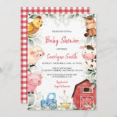 Jongen boerderijdieren Baby shower Kaart (Voorkant / Achterkant)