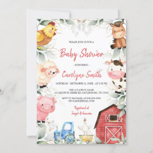 Jongen boerderijdieren Baby shower Kaart