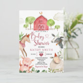 Jongen boerderijdieren Baby shower Kaart (Staand voorkant)