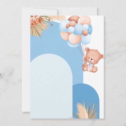 Jongen Boho Arch Teddy Bear Barly Wacht Baby showe Kaart (Achterkant)