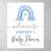 Jongen Boho Rainbow Baby shower Welkomstteken Poster (Voorkant)