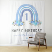 Jongen Boho Rainbow Eerste verjaardag Wandkleed (In situ)