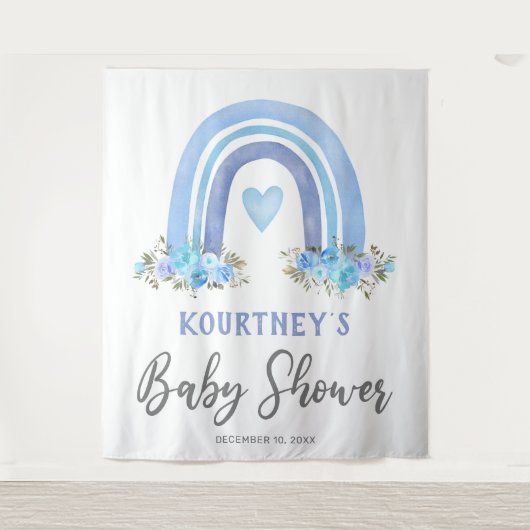 Jongen Boho Regenboog Baby Shower Wandkleed (Voorkant)