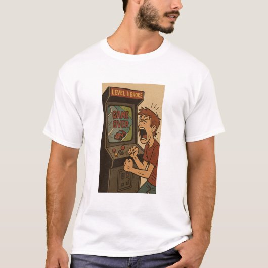 Jongen boos op Arcade-machine | AI Art T-shirt (Voorkant)