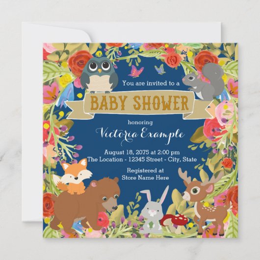 Jongen Bos Baby Shower Kaart (Voorkant)