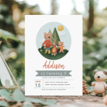 Jongen Bos Bos Kampeerder Teddybeer Verjaardag