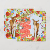 Jongen Bos Herten Baby Shower Kaart (Voorkant / Achterkant)