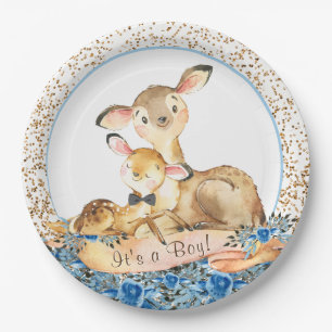 Jongen Bos Herten Baby Shower Papieren Borden Bordje