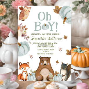 Jongen Bos Pompoen Dieren Baby Shower Kaart
