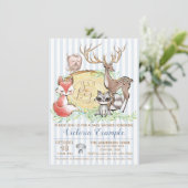 Jongen Bosdier Baby Shower Kaart (Staand voorkant)
