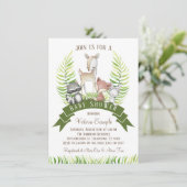 Jongen Bosdier Groene Baby Shower Kaart (Staand voorkant)