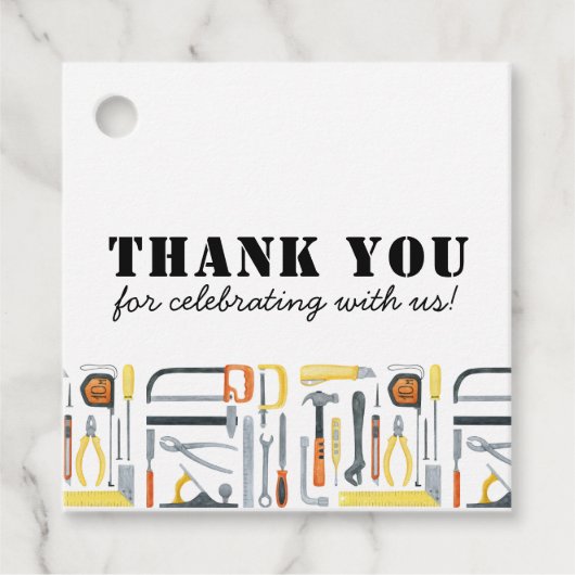 Jongen Bouwer Verjaardag Bedankjes Labels (Voorkant)