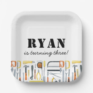 Jongen Bouwer Verjaardag Papieren Bordje