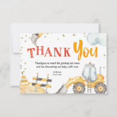 Jongen bouwgele vrachtwagen Dank je wel Bedankkaart (Voorkant)