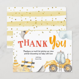 Jongen bouwgele vrachtwagen Dank je wel Bedankkaart