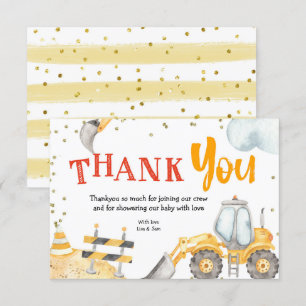 Jongen bouwgele vrachtwagen Dank je wel Bedankkaart