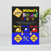 Jongen bouwnijverheid Vrachtdag uitnodiging (Staand voorkant)