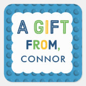 Jongen Bouwstenen Verjaardagsfeestgeschenk Vierkante Sticker (Voorkant)