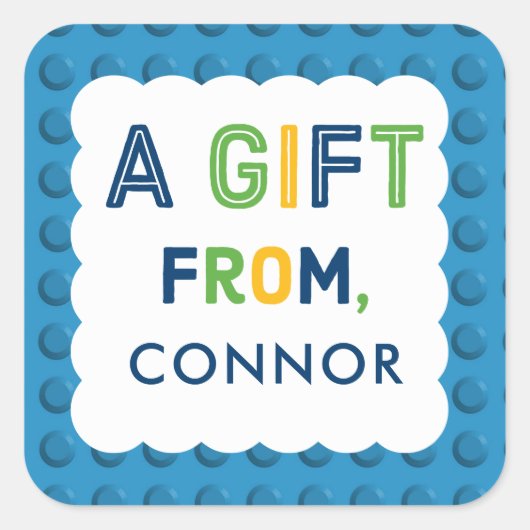 Jongen Bouwstenen Verjaardagsfeestgeschenk Vierkante Sticker (Voorkant)