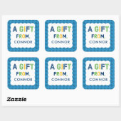 Jongen Bouwstenen Verjaardagsfeestgeschenk Vierkante Sticker (Vel)