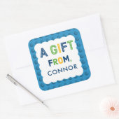 Jongen Bouwstenen Verjaardagsfeestgeschenk Vierkante Sticker (Envelop)