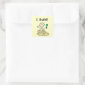 Jongen Bouwt Vierkante Sticker (Tas)