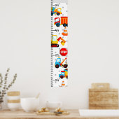 Jongen bouwwagens Groeigrafiek Aangepast Poster (Keuken)