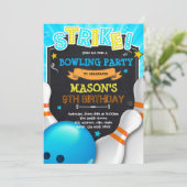 Jongen bowling avond uitnodiging (Staand voorkant)