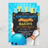 Jongen bowling avond uitnodiging (Voorkant / Achterkant)