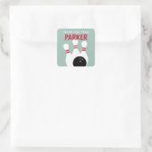 Jongen Bowling Party Verjaardagsgunst Vierkante Sticker (Tas)
